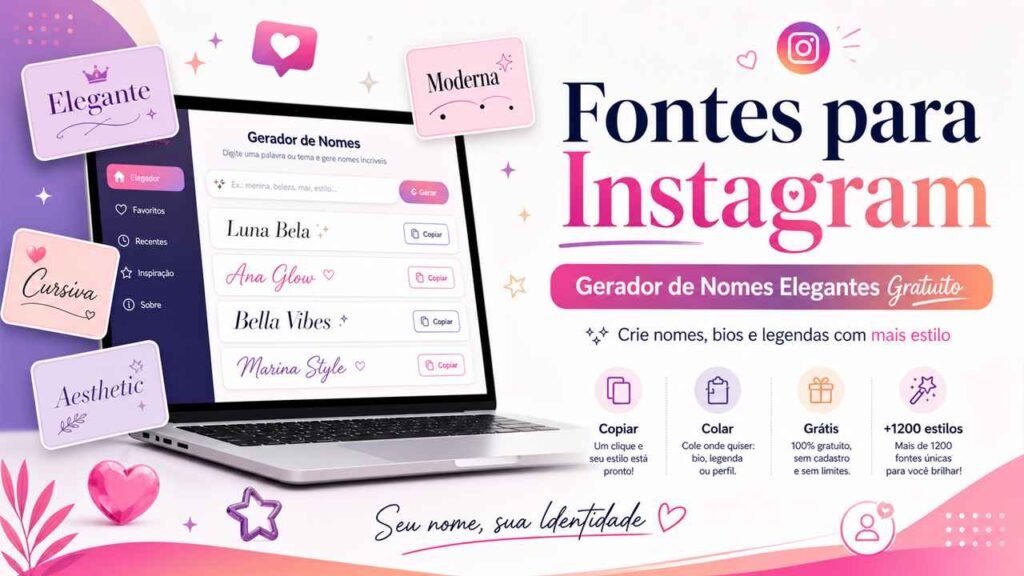 Fontes para Instagram Gerador de Nomes Elegantes Gratuito
